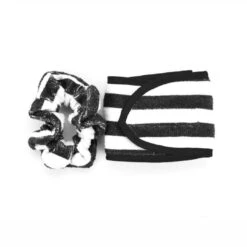 Lemon Lavender Microfiber Scrunchie & Headband Duo - Black White Stripe