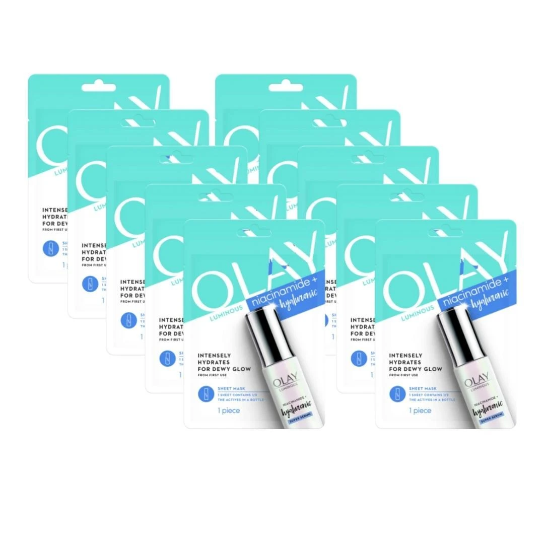 10 X Olay Luminous Sheet Face Mask Niacinamide + Hyaluronic 3 10 X Olay Luminous Sheet Face Mask Niacinamide + Hyaluronic