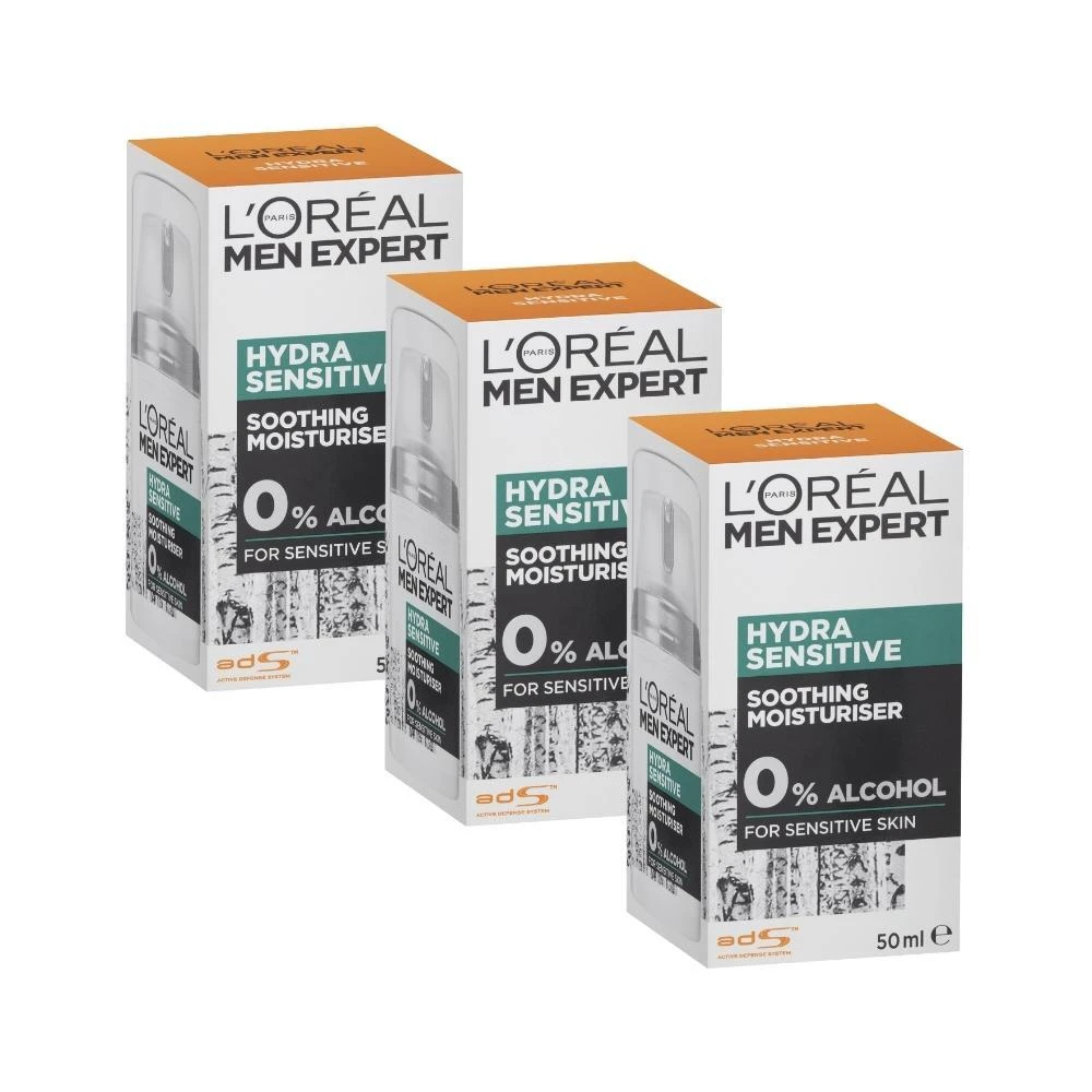 L’Oréal Paris Men Expert Hydra Sensitive Birch Sap Moisturiser (3-Pack) 3 L’Oréal Paris Men Expert Hydra Sensitive Birch Sap Moisturiser (3-Pack)