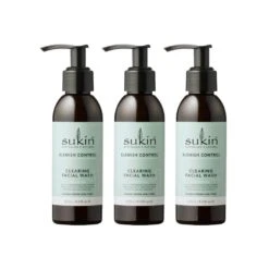 3 X Sukin Blemish Control Clearing Facial Wash 125mL