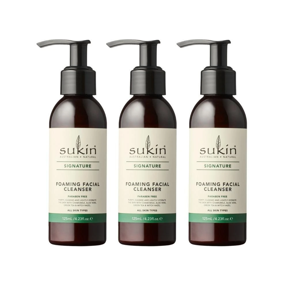3 X Sukin Signature Daily Foaming Facial Cleanser 125mL 3 3 X Sukin Signature Daily Foaming Facial Cleanser 125mL