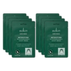 Sukin Super Greens Detoxifying Biodegradable Sheet Mask - 8 Pack