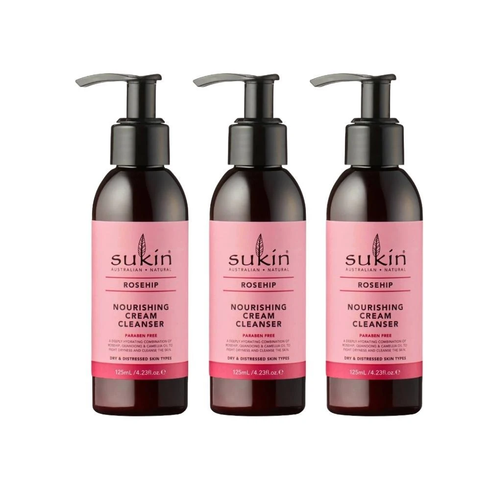 3 X Sukin Rosehip Nourishing Cream Cleanser 125mL 3 3 X Sukin Rosehip Nourishing Cream Cleanser 125mL