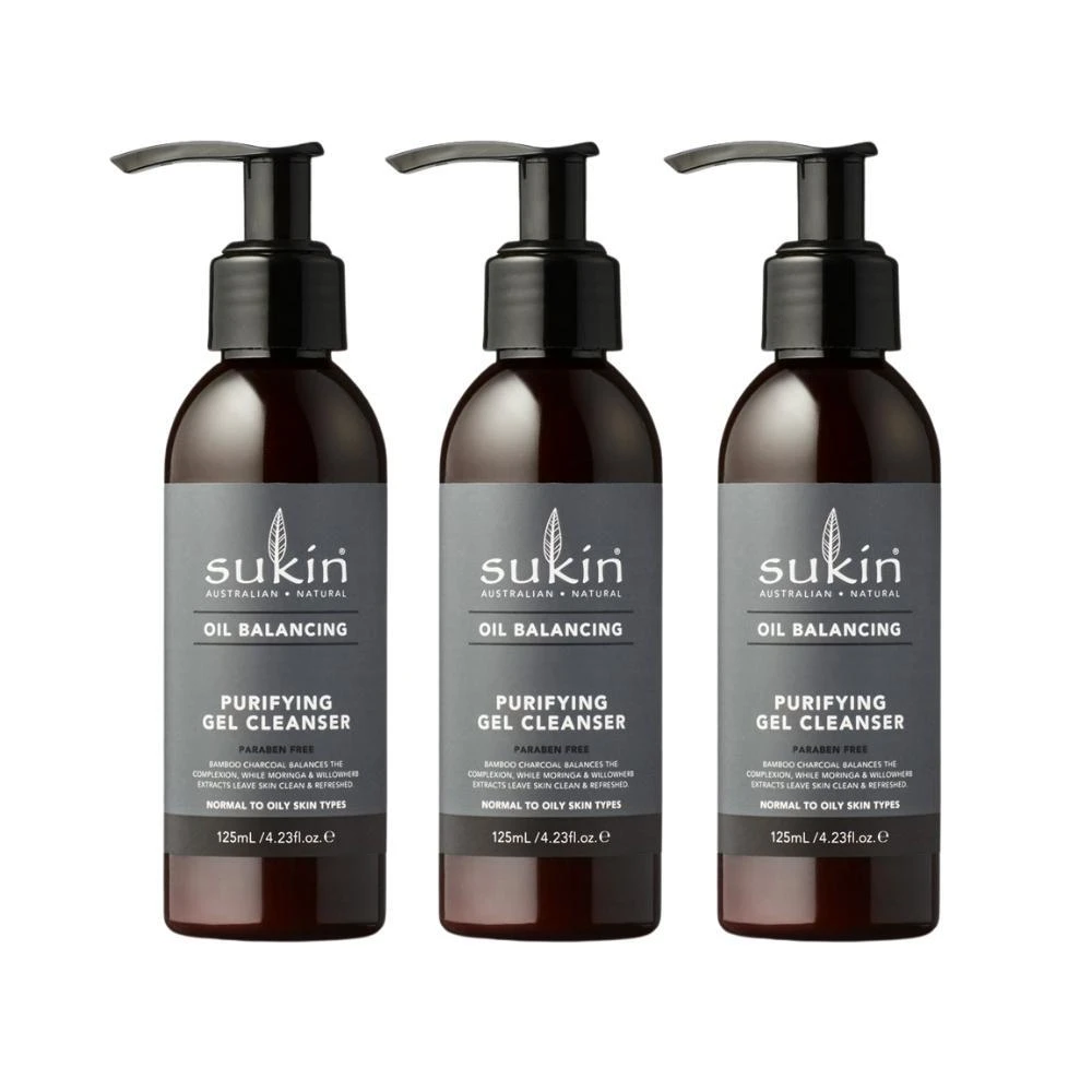 3 X Sukin Oil Balancing Purifying Gel Cleanser 125mL 3 3 X Sukin Oil Balancing Purifying Gel Cleanser 125mL