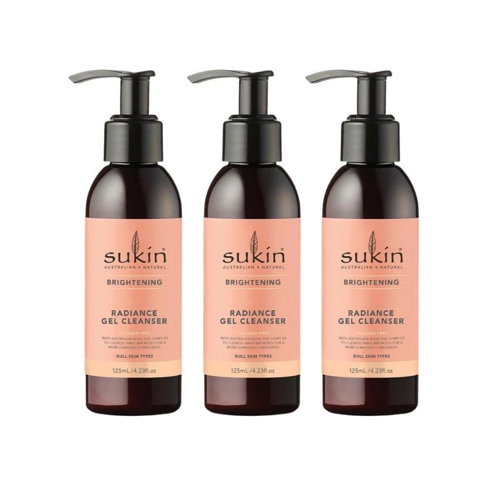 3 X Sukin Brightening Radiance Gel Cleanser 125mL 3 3 X Sukin Brightening Radiance Gel Cleanser 125mL