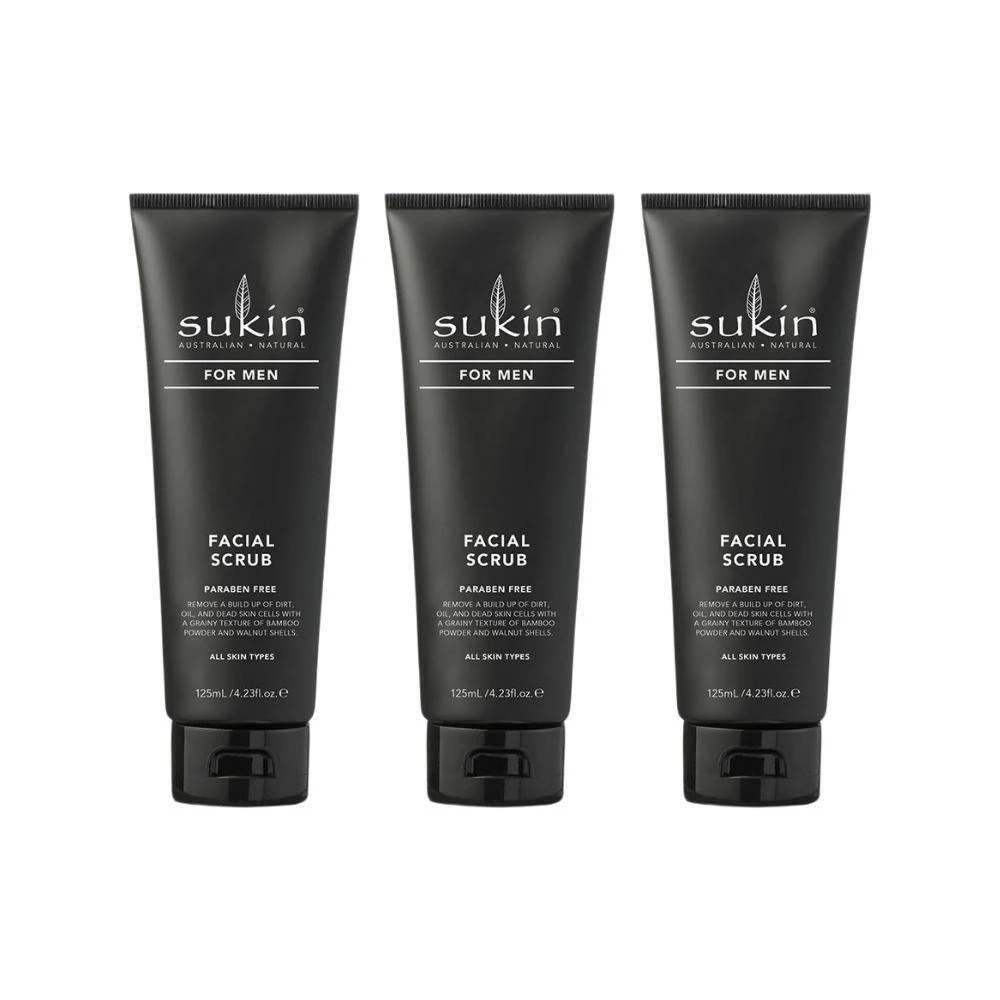 Sukin For Men Facial Scrub 125mL - Value 3-Pack Bundle 3 Sukin For Men Facial Scrub 125mL - Value 3-Pack Bundle