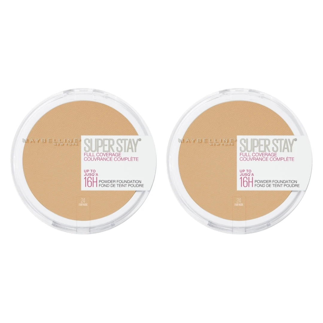 Maybelline SuperStay 16HR Full Coverage Powder Foundation Bundle - 24 Fair Nude (2 x 9g) 3 Maybelline SuperStay 16HR Full Coverage Powder Foundation Bundle - 24 Fair Nude (2 x 9g)