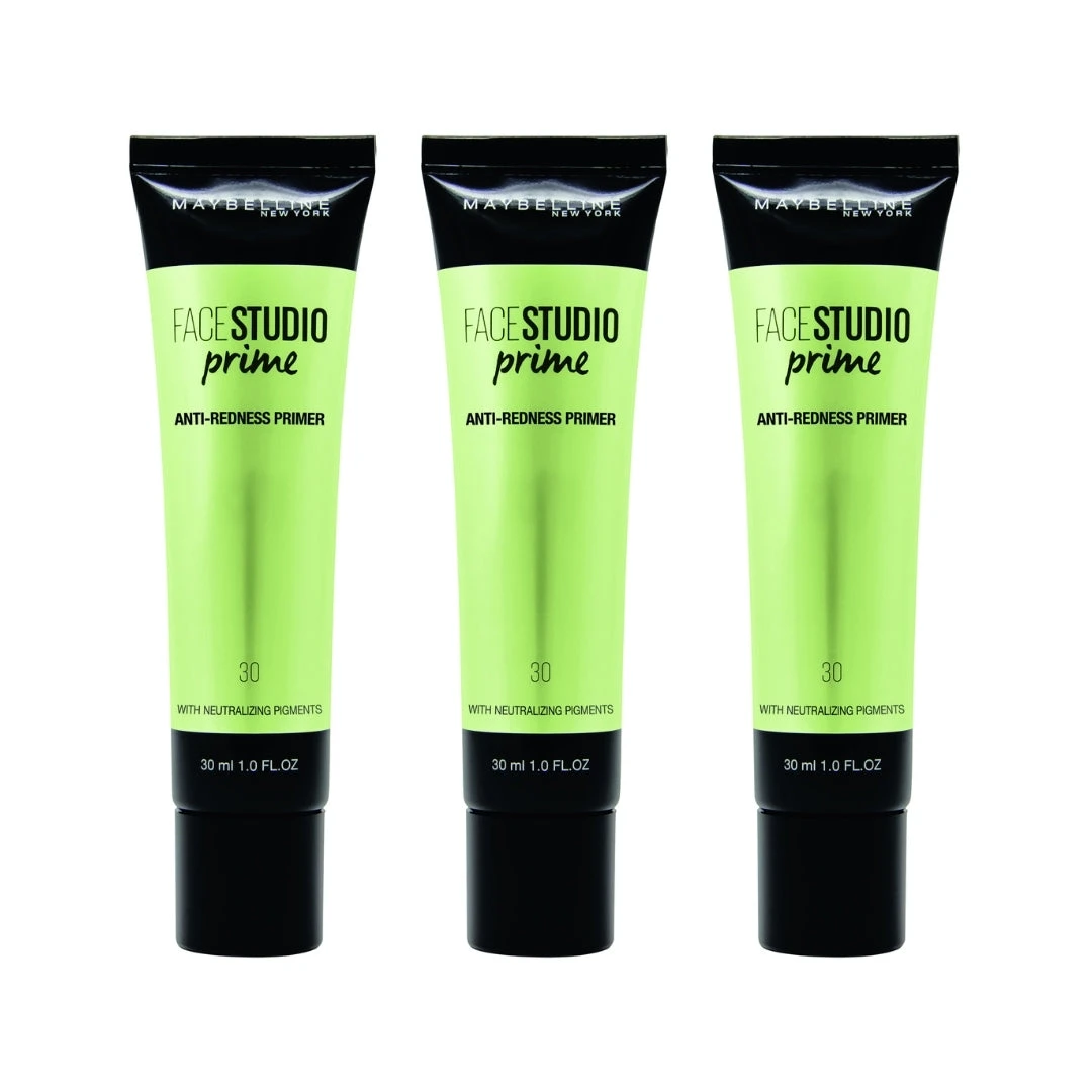 3 X Maybelline Face Studio Prime Anti-Redness Primer 30mL - 30 With Neutralizing Pigments 3 3 X Maybelline Face Studio Prime Anti-Redness Primer 30mL - 30 With Neutralizing Pigments