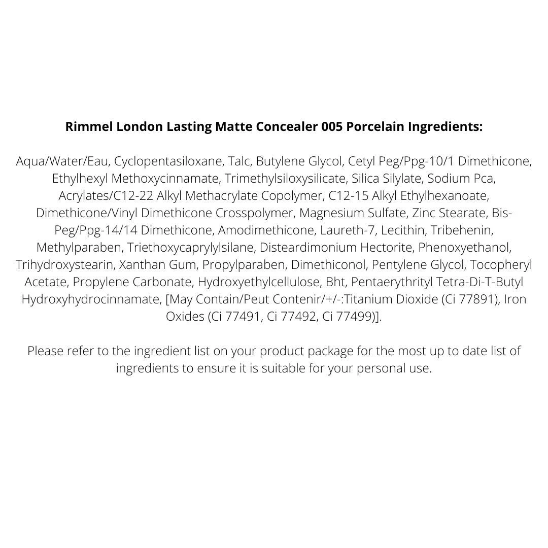 Rimmel London Lasting Matte Concealer 3-Pack - 005 Porcelain 6 Rimmel London Lasting Matte Concealer 3-Pack - 005 Porcelain - Image 4