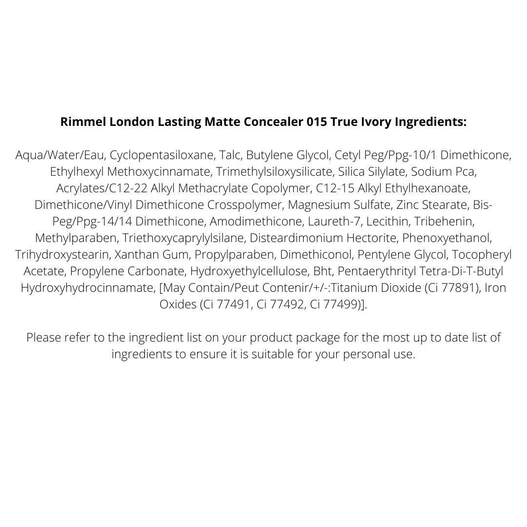 Rimmel London Lasting Matte Concealer 3-Pack - 015 True Ivory 4 Rimmel London Lasting Matte Concealer 3-Pack - 015 True Ivory - Image 3