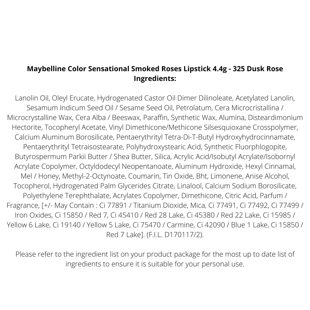 Maybelline Color Sensational Smoked Roses Lipstick 4.4g - 325 Dusk Rose 4 Maybelline Color Sensational Smoked Roses Lipstick 4.4g - 325 Dusk Rose - Image 2