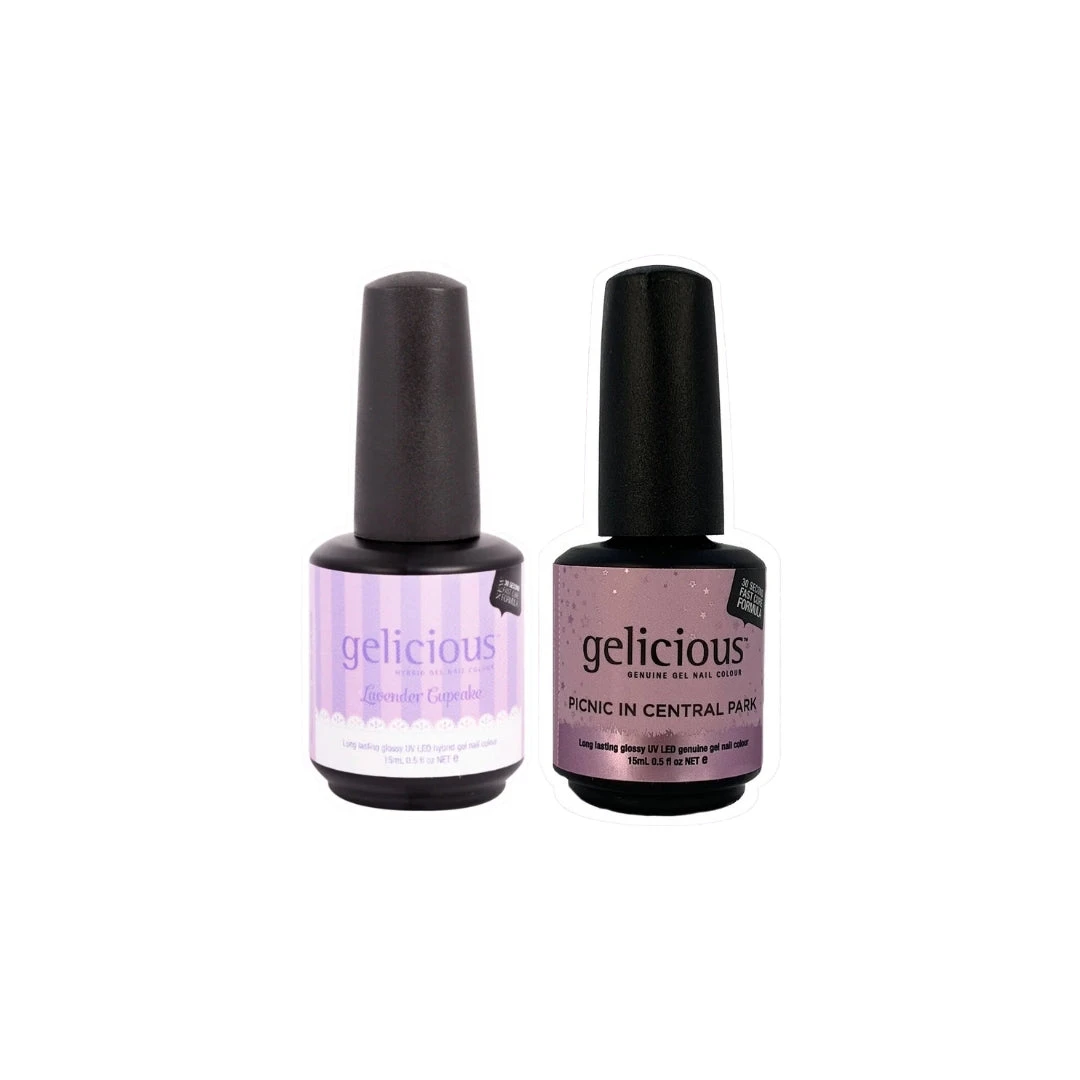 Gelicious Duo Kit - Lavender Cupcake & Picnic In Central Park (2 x 15mL) 3 Gelicious Duo Kit - Lavender Cupcake & Picnic In Central Park (2 x 15mL)