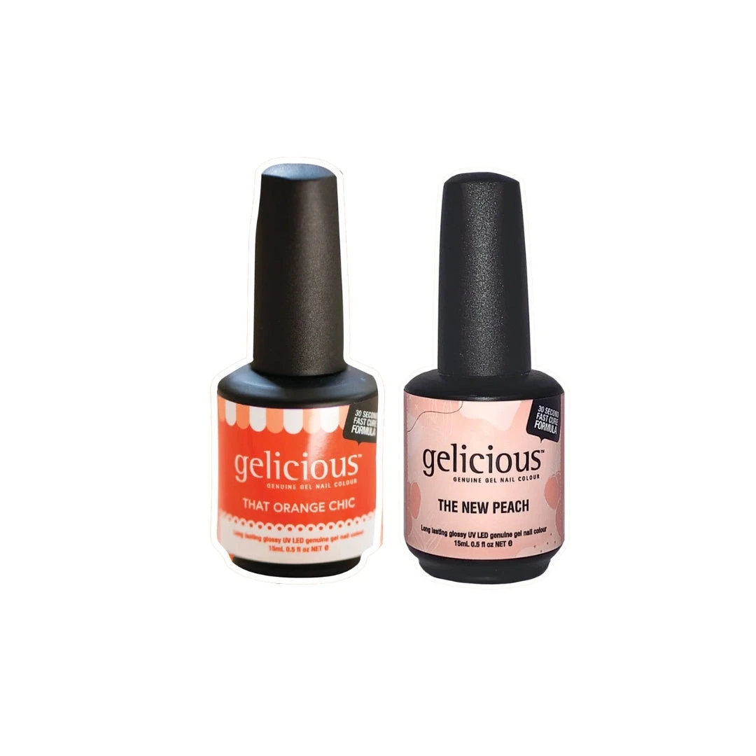Gelicious Duo Kit - That Orange Chic & The New Peach (2 x 15mL) 3 Gelicious Duo Kit - That Orange Chic & The New Peach (2 x 15mL)
