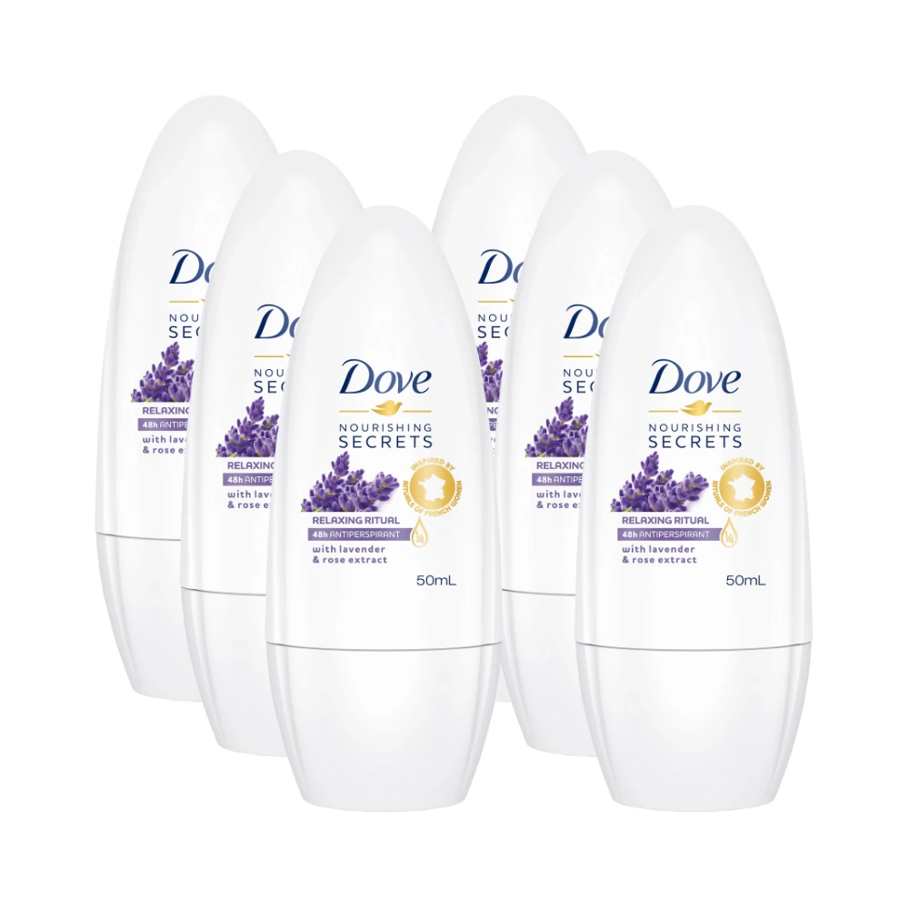 Dove Nourishing Secrets Restoring Ritual Lavender & Rose Roll On - 6 x 50mL 3 Dove Nourishing Secrets Restoring Ritual Lavender & Rose Roll On - 6 x 50mL