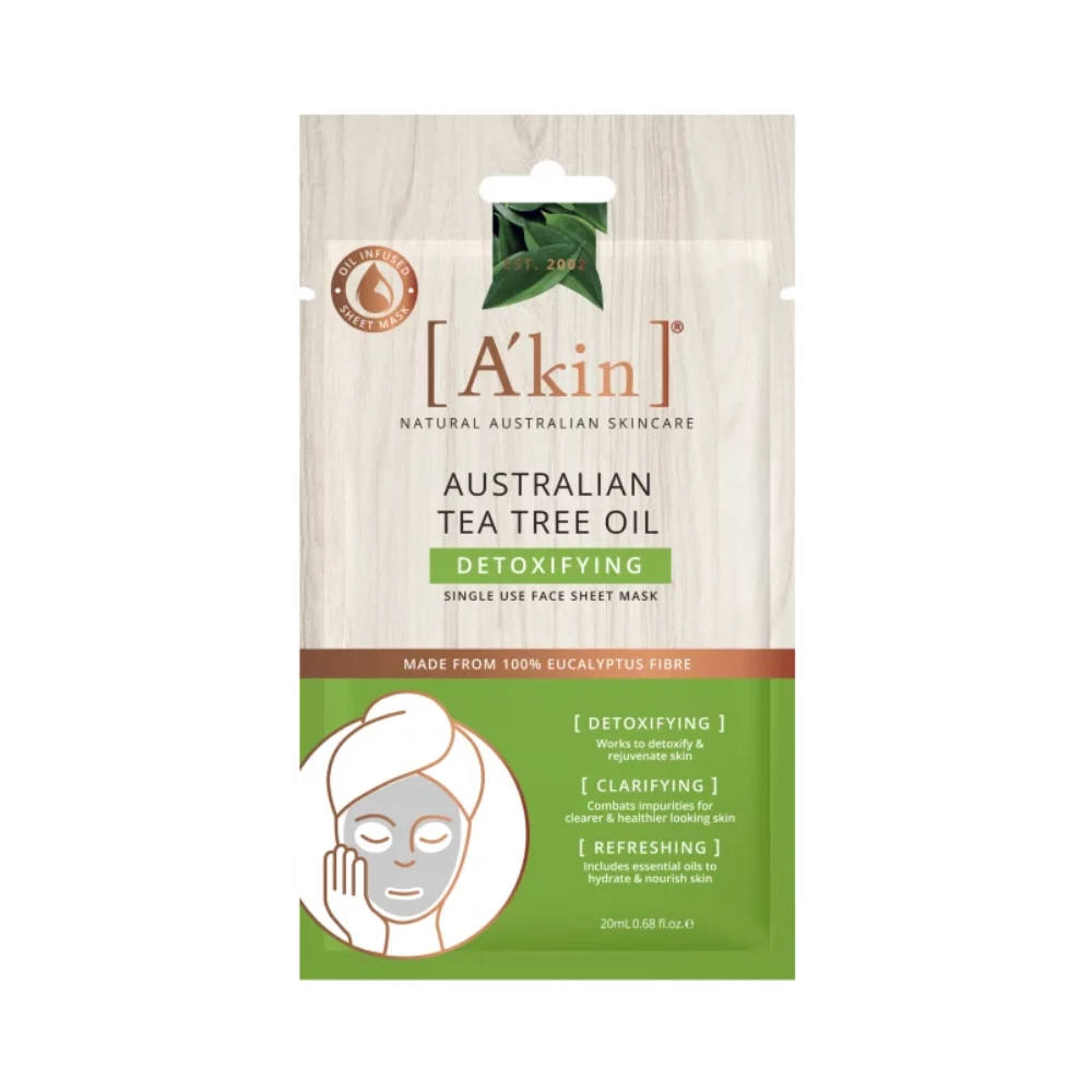10 X A'kin Detoxifying Australian Tea Tree Oil Sheet Face Mask 20mL 4 10 X A'kin Detoxifying Australian Tea Tree Oil Sheet Face Mask 20mL - Image 2