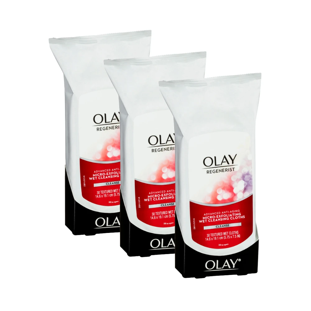 3 X Olay Regenerist Micro Exfoliating Wet Cleansing Cloths 30Pk 3 3 X Olay Regenerist Micro Exfoliating Wet Cleansing Cloths 30Pk