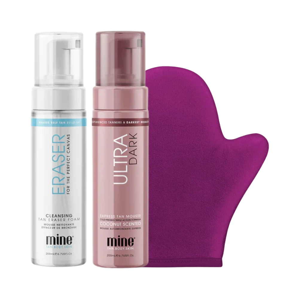 MineTan Ultra Dark Self Tan Foam, Applicator Mitt & Tan Eraser Set 3 MineTan Ultra Dark Self Tan Foam, Applicator Mitt & Tan Eraser Set