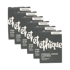 Ethique Bodywash Bar Charcoal, Kaolin & Oatmeal - 6 Pack (120g Each)
