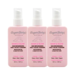 3 X SugarBaby Wash And Glow Skin Replenishing Daily Facial Cleanser 100mL