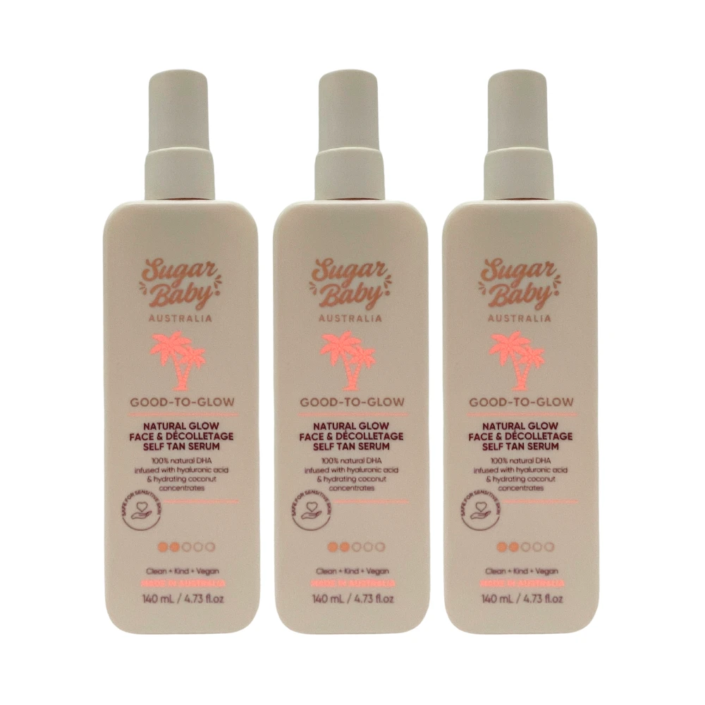 SugarBaby Good-To-Glow Natural Glow Face & Decolletage Self Tan Serum - 140mL (3 Pack) 3 SugarBaby Good-To-Glow Natural Glow Face & Decolletage Self Tan Serum - 140mL (3 Pack)