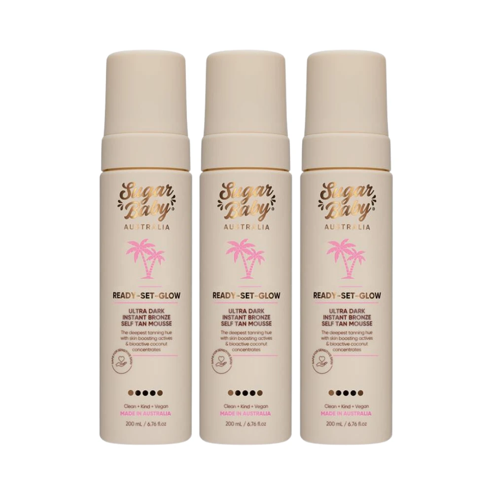 SugarBaby Ready Set Glow Ultra Dark Self Tan Mousse 200mL - 3 Pack 3 SugarBaby Ready Set Glow Ultra Dark Self Tan Mousse 200mL - 3 Pack