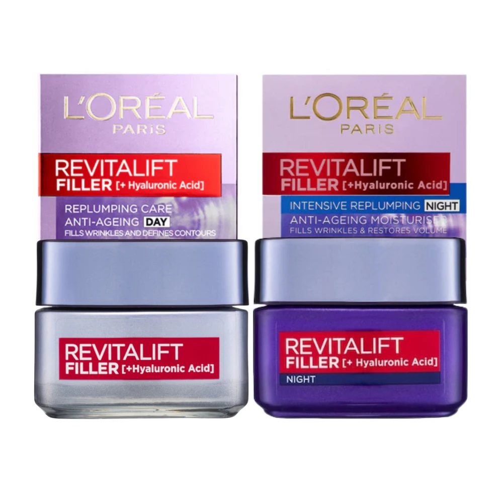 L’Oréal Paris L'Oreal Paris Revitalift Filler +HA Anti-Ageing Replumping Day & Night Cream 50mL Duo 3 L’Oréal Paris L'Oreal Paris Revitalift Filler +HA Anti-Ageing Replumping Day & Night Cream 50mL Duo