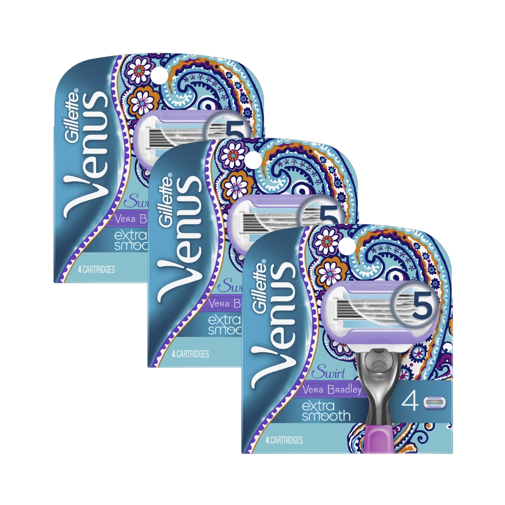 Gillette Venus x Vera Bradley Extra Smooth Blade Refills - 12 Count (3 x 4-Pack Bundle) 3 Gillette Venus x Vera Bradley Extra Smooth Blade Refills - 12 Count (3 x 4-Pack Bundle)