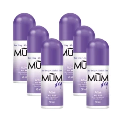 Mum Dry Active Roll-On Anti-Perspirant Deodorant 50mL (6 Pack Bundle)