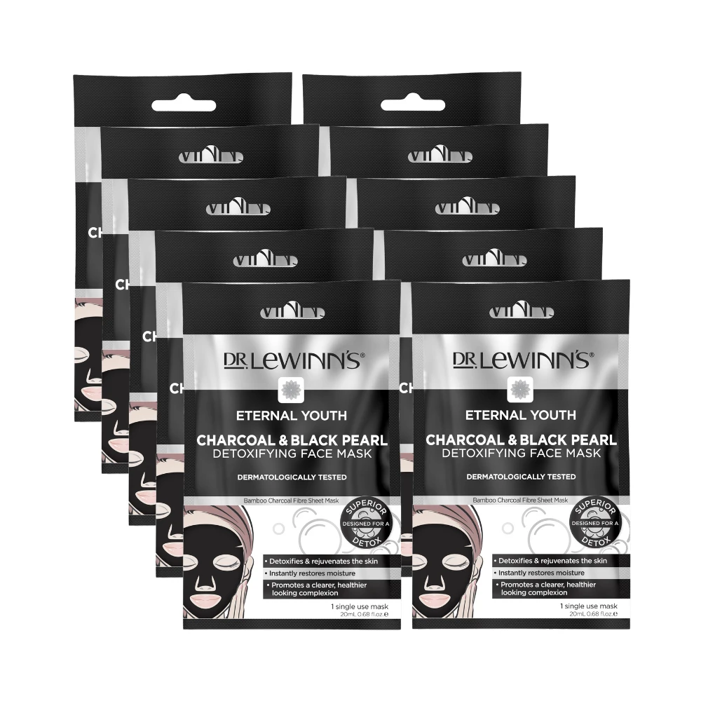 10 X Dr. LeWinn's Charcoal & Black Pearl Detoxifying Sheet Face Mask 20mL 3 10 X Dr. LeWinn's Charcoal & Black Pearl Detoxifying Sheet Face Mask 20mL
