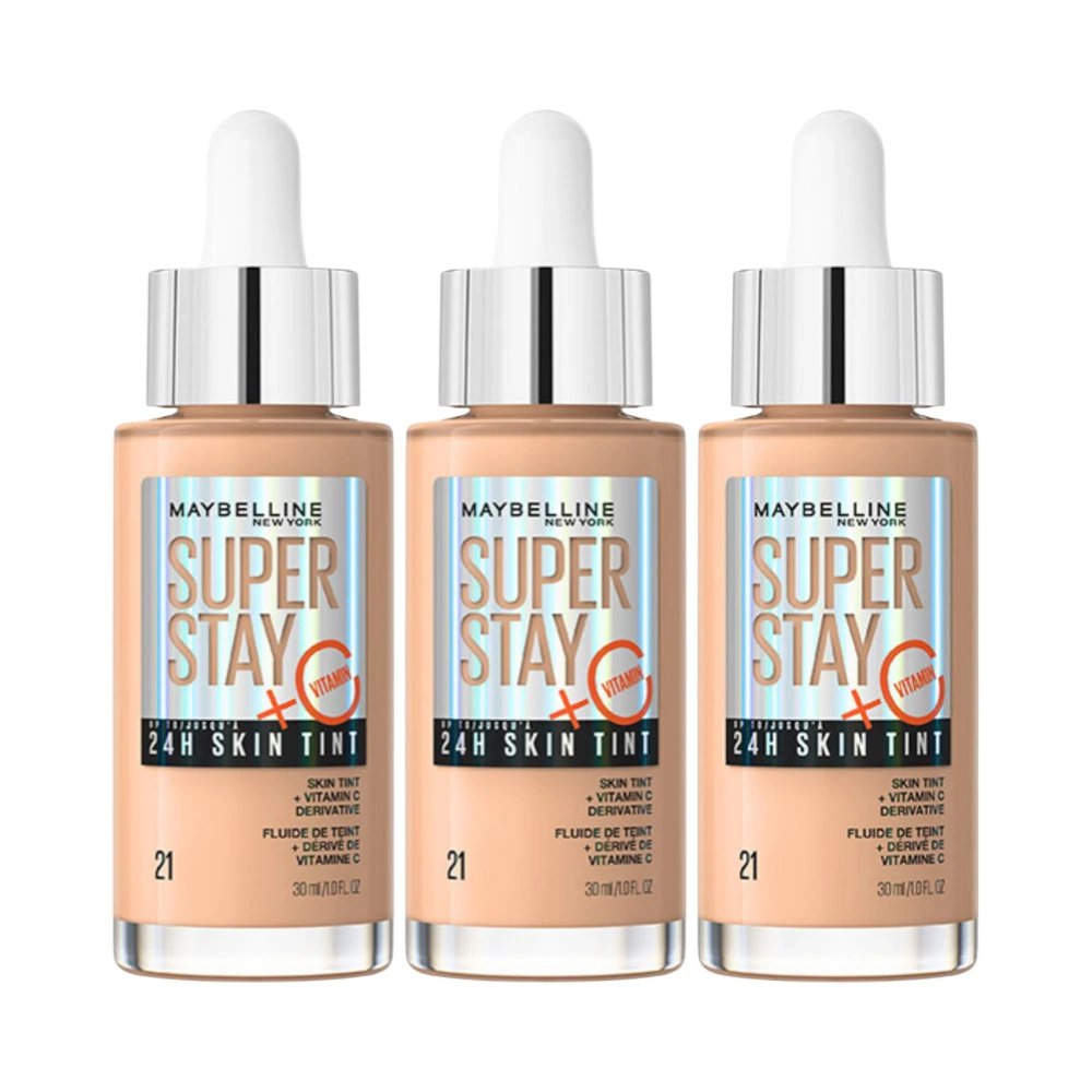 Maybelline SuperStay 24H Skin Tint with Vitamin C - Shade 21 (3 x 30mL Bundle) 3 Maybelline SuperStay 24H Skin Tint with Vitamin C - Shade 21 (3 x 30mL Bundle)
