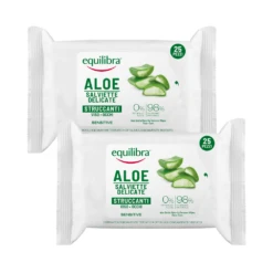2 X Equilibra Aloe Vera Make-Up Remover Wipes 25 Pack