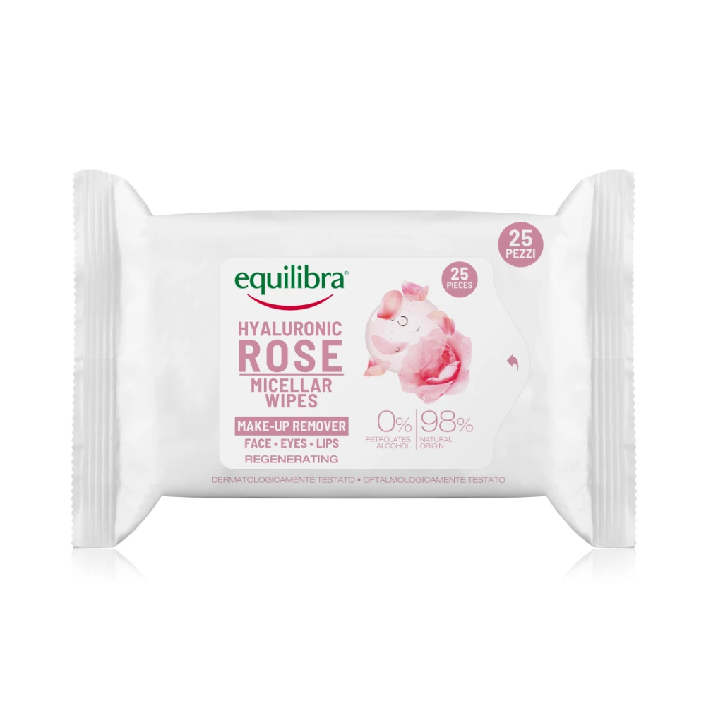 2 X Equilibra Rose Make-Up Remover Wipes With Hyaluronic Acid 25 Pack 4 2 X Equilibra Rose Make-Up Remover Wipes With Hyaluronic Acid 25 Pack - Image 2