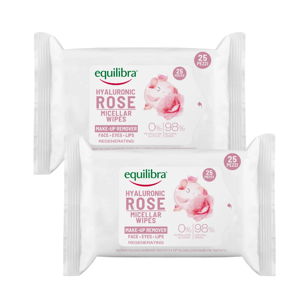 2 X Equilibra Rose Make-Up Remover Wipes With Hyaluronic Acid 25 Pack 3 2 X Equilibra Rose Make-Up Remover Wipes With Hyaluronic Acid 25 Pack