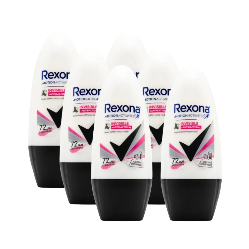 Rexona Motion Activated Invisible & Antibacterial Deodorant Roll On - 6 x 45mL Bundle 3 Rexona Motion Activated Invisible & Antibacterial Deodorant Roll On - 6 x 45mL Bundle
