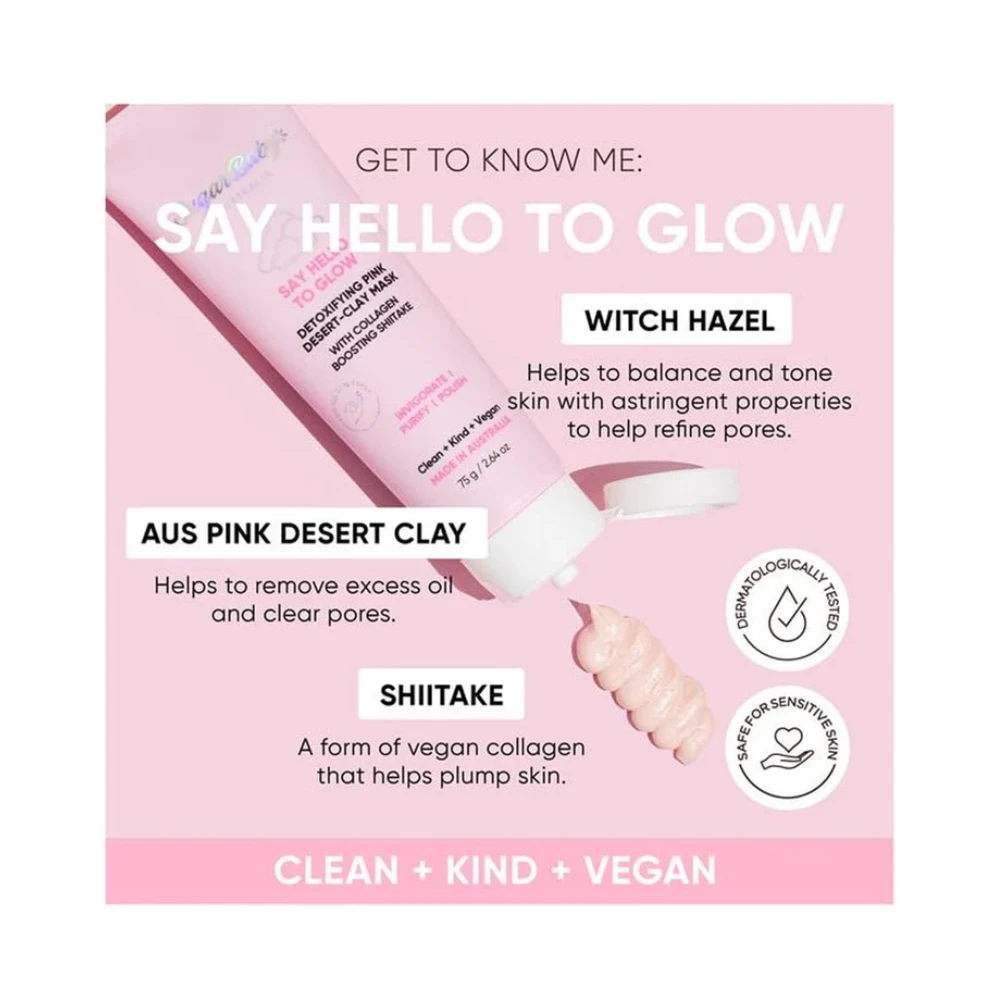 3 X SugarBaby Say Hello To Glow Detoxifying Pink Desert-Clay Mask 75g 4 3 X SugarBaby Say Hello To Glow Detoxifying Pink Desert-Clay Mask 75g - Image 2
