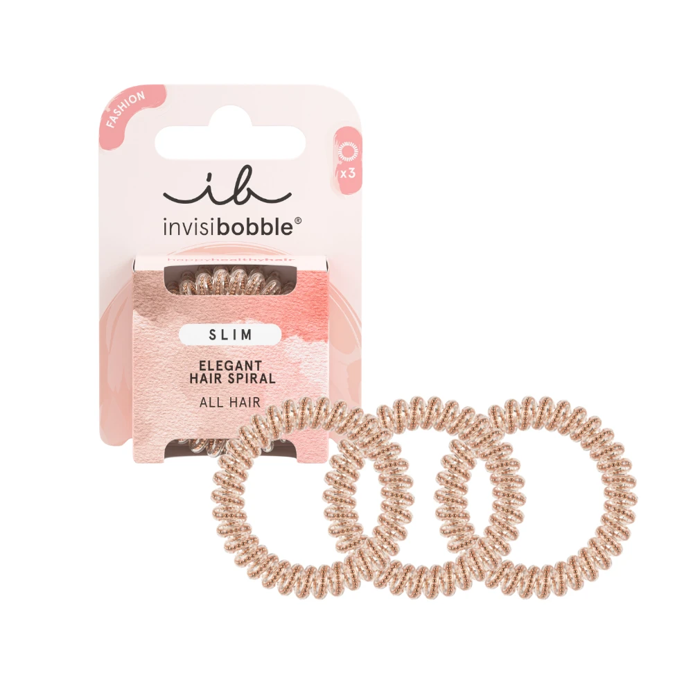 Invisibobble® Invisibobble Slim Elegant Spiral Traceless Hair Ties 3Pk - Of Bronze And Beads 3 Invisibobble® Invisibobble Slim Elegant Spiral Traceless Hair Ties 3Pk - Of Bronze And Beads