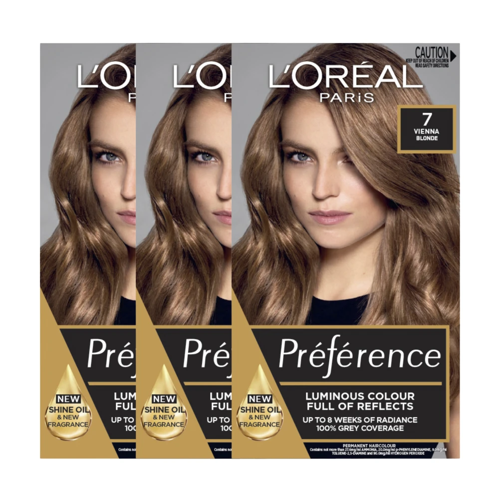 L’Oréal Paris Preference Permanent Hair Colour Bundle - 7 Vienna Dark Blonde (3 Pack) 3 L’Oréal Paris Preference Permanent Hair Colour Bundle - 7 Vienna Dark Blonde (3 Pack)