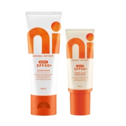Natural Instinct SPF 50+ Sunscreen Duo: Clean Body & Tinted Face Protection