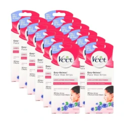 Veet Easy-Gel Face Wax Strips 20 Pack - Bulk 12 Pack Bundle