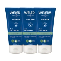 Weleda Men 2 in 1 Face Wash & Beard Cleanser 100mL (3-Pack Bundle)