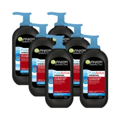 6 X Garnier SkinActive Pure Active Charcoal Anti-Blackhead Cleansing Gel 200mL